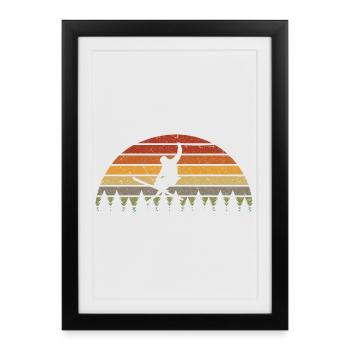 Sunset Snowboarder in Pines Retro Tee - Framed poster (27 × 37 cm) - black - Front
