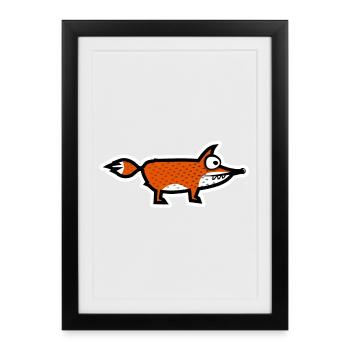 Renard - Affiche encadrée (27 × 37 cm) - noir - Devant