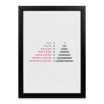 Nombre Palindrome Mathématiques Physique 1x1 1^2 Cadeau - Affiche encadrée (27 × 37 cm) - noir - Devant
