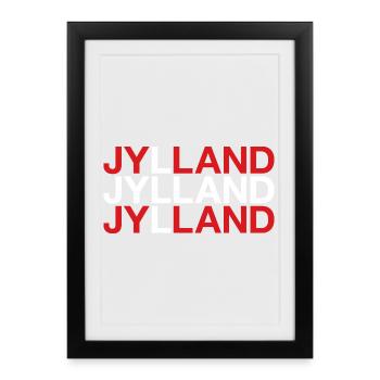 JYLLAND Danemark Danemark Drapeau danois - Affiche encadrée (27 × 37 cm) - noir - Devant