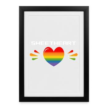 Rainbow Sparkling heart Sweetheart black TSHIRT - Framed poster (27 × 37 cm) - black - Front