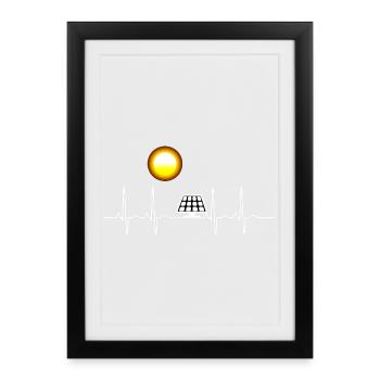 ECG Solar Energy Heart Line Generating Electricity Climate - Affiche encadrée (27 × 37 cm) - noir - Devant