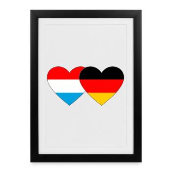 Luxembourg Allemagne Flag Heart - Affiche encadrée (27 × 37 cm) - noir - Devant