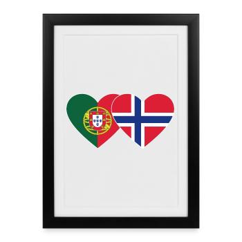 Portugal Norvège Flag Coeur - Affiche encadrée (27 × 37 cm) - noir - Devant