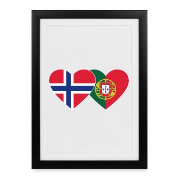Norvège Portugal Flag Coeur - Affiche encadrée (27 × 37 cm) - noir - Devant
