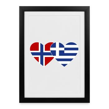 Norway Greece Flag Heart - Framed poster (27 × 37 cm) - black - Front
