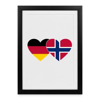 Allemagne Norvège Flag Coeur - Affiche encadrée (27 × 37 cm) - noir - Devant