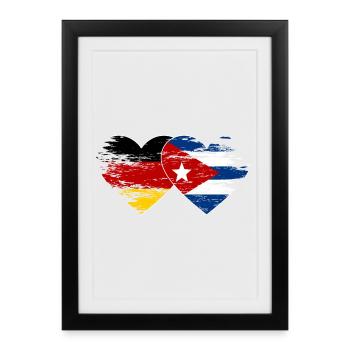 Allemagne Drapeau de Cuba utilisé coeur - Affiche encadrée (27 × 37 cm) - noir - Devant