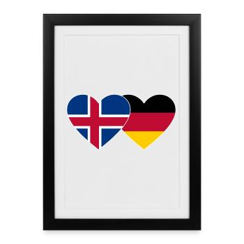 Islande Allemagne Flag Coeur - Affiche encadrée (27 × 37 cm) - noir - Devant