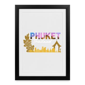 Phuket Thaïlande Skyset Sunset Skyline - Affiche encadrée (27 × 37 cm) - noir - Devant