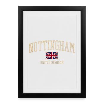 Lettrage Vintage Nottingham UK - Affiche encadrée (27 × 37 cm) - noir - Devant