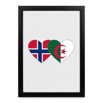 Norvège Algérie Flag Heart - Affiche encadrée (27 × 37 cm) - noir - Devant