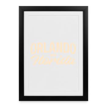 Orlando Florida Vintage Script - Gerahmtes Poster (27 × 37 cm) - Schwarz - Vorne
