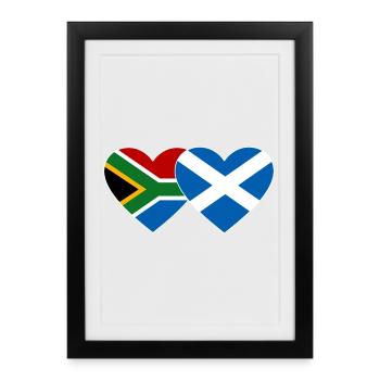 Afrique du Sud Écosse Flag Heart - Affiche encadrée (27 × 37 cm) - noir - Devant