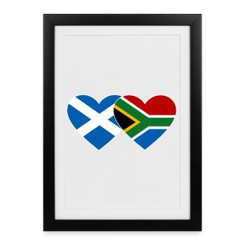 Ecosse Afrique du Sud Flag Heart - Affiche encadrée (27 × 37 cm) - noir - Devant