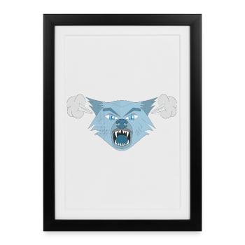 Loup en colère - Affiche encadrée (27 × 37 cm) - noir - Devant