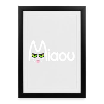 Miaou typographique - Affiche encadrée (27 × 37 cm) - noir - Devant