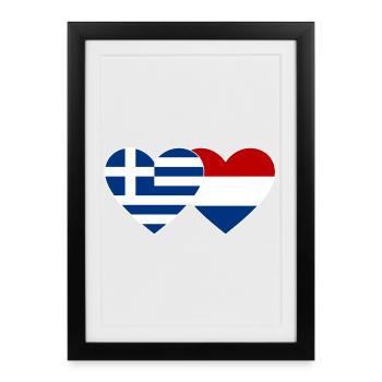 Greece Holland Flag Heart - Framed poster (27 × 37 cm) - black - Front