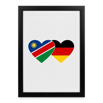 Namibie Allemagne Drapeau Coeur - Affiche encadrée (27 × 37 cm) - noir - Devant