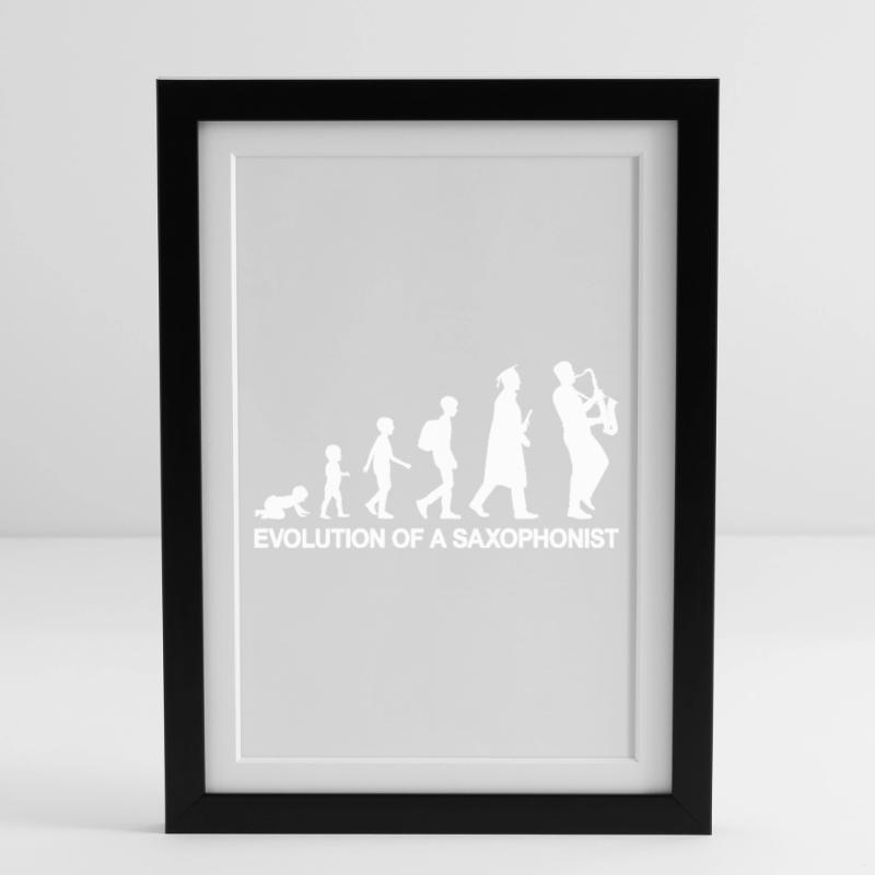 Évolution d’un saxophoniste Affiche encadrée (27 × 37 cm)