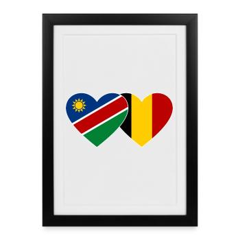 Namibie Belgique Flag Coeur - Affiche encadrée (27 × 37 cm) - noir - Devant