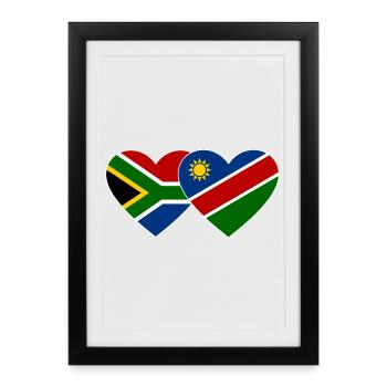 South Africa Namibia Flag Heart - Framed poster (27 × 37 cm) - black - Front