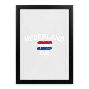 Netherlands EUR Flag Graphic - Framed poster (27 × 37 cm) - black - Front