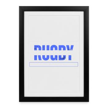 Rugby forever my sport my passion blue - Affiche encadrée (27 × 37 cm) - noir - Devant