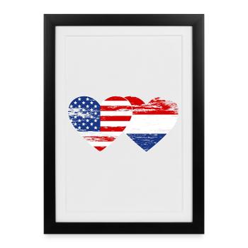 Cœur de drapeau hollandais américain utilisé - Affiche encadrée (27 × 37 cm) - noir - Devant