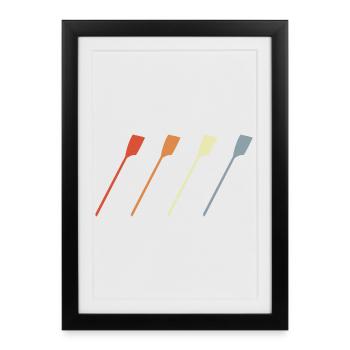 Aviron vintage - Affiche encadrée (27 × 37 cm) - noir - Devant
