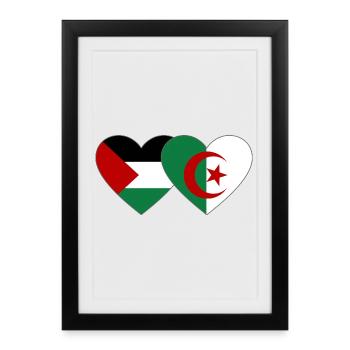Palestine Algérie Drapeau Coeur - Affiche encadrée (27 × 37 cm) - noir - Devant