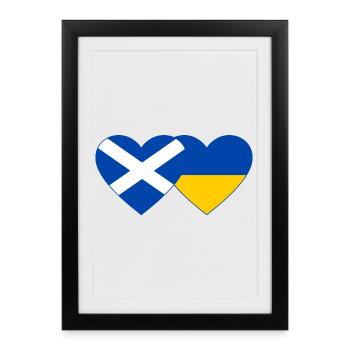 Ecosse Ukraine Drapeau Coeur - Affiche encadrée (27 × 37 cm) - noir - Devant