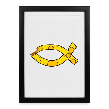 Poisson Symbole Fromage - Affiche encadrée (27 × 37 cm) - noir - Devant