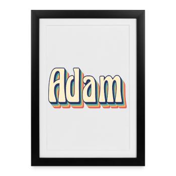 Adam t-shirt rétro vintage t-shirt idée cadeau - Affiche encadrée (27 × 37 cm) - noir - Devant