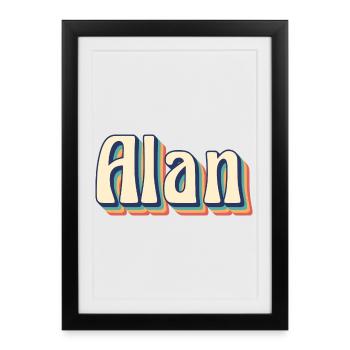 Alan t-shirt rétro vintage t-shirt idée cadeau - Affiche encadrée (27 × 37 cm) - noir - Devant