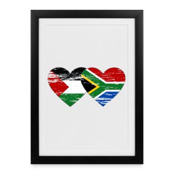 Palestine Afrique du Sud drapeau coeur utilisé - Affiche encadrée (27 × 37 cm) - noir - Devant