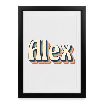 Alex t-shirt rétro vintage t-shirt idée cadeau - Affiche encadrée (27 × 37 cm) - noir - Devant
