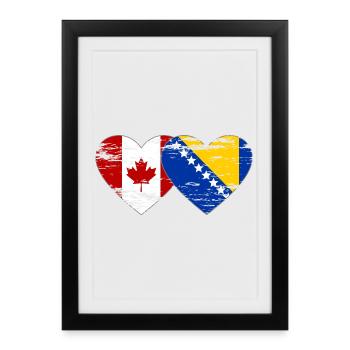 Canada Bosnia Flag Heart Used - Framed poster (27 × 37 cm) - black - Front