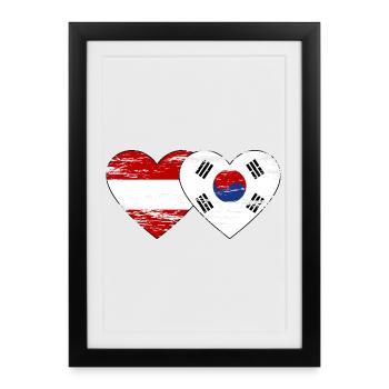 Austria South Korea Flag Heart Used - Framed poster (27 × 37 cm) - black - Front