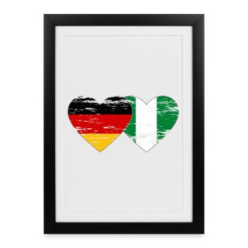 Allemagne Nigeria drapeau coeur utilisé - Affiche encadrée (27 × 37 cm) - noir - Devant