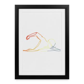 Style rétro de natation - Affiche encadrée (27 × 37 cm) - noir - Devant