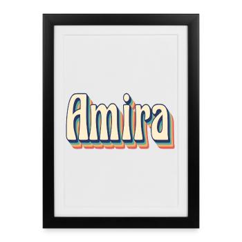 Amira t-shirt rétro t-shirt vintage - Affiche encadrée (27 × 37 cm) - noir - Devant
