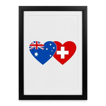 Australia Switzerland Flag Heart Flag - Framed poster (27 × 37 cm) - black - Front
