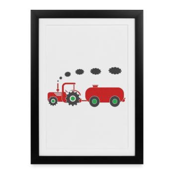 Tracteur amusant avec réservoir pour les enfants - Affiche encadrée (27 × 37 cm) - noir - Devant