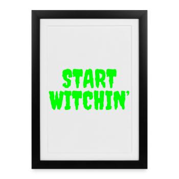 Vibrant Green Witching Start Phrase - Framed poster (27 × 37 cm) - black - Front