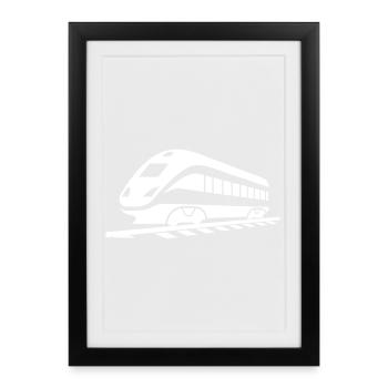 Eisenbahn Zeichnung - Gerahmtes Poster (27 × 37 cm) - Schwarz - Vorne