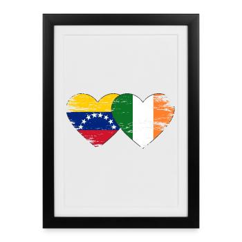 Venezuela Ireland Hearts Collage - Affiche encadrée (27 × 37 cm) - noir - Devant