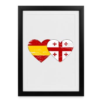 Spain Georgia Flag Heart used - Framed poster (27 × 37 cm) - black - Front
