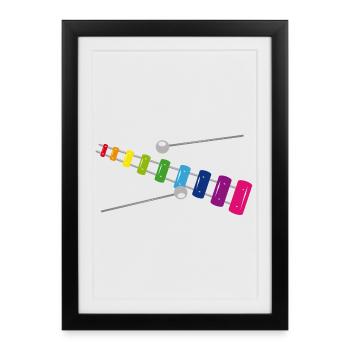 Xylophone arc-en-ciel – instrument de musique coloré - Affiche encadrée (27 × 37 cm) - noir - Devant