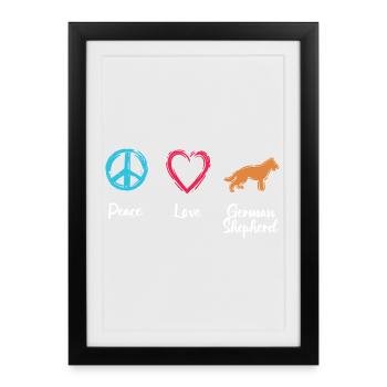 Peace Love Shepherd Dog - Framed poster (27 × 37 cm) - black - Front